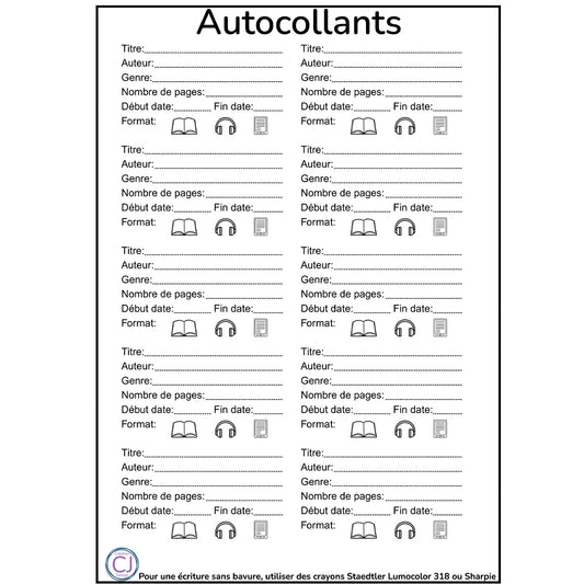 Autocollants de suivi de lecture (10)